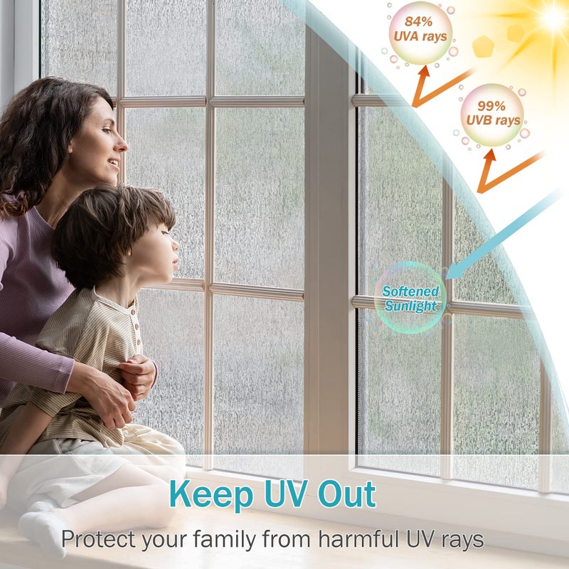 VELIMAX Rain Glass Window Film Privacy Static Window Clings Decorative Glass Sticker for Home Office Removable UV Protection Heat Control 35.4 x 78.7 inches - Image 3
